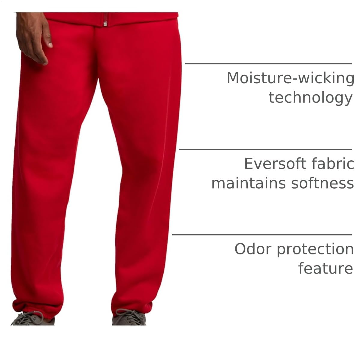 Eversoft Fleece Elastic Bottom Sweatpants with Pockets, Relaxed Fit, Moisture Wicking, Breathable