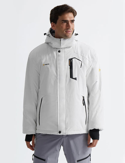 Men'S Waterproof Ski Jacket Winter Snow Coat with Detachable Hood | Windproof, Fleece-Lined, Warm, Multiple Pockets, for Snowboarding and Cold Weather, Rain Jacket