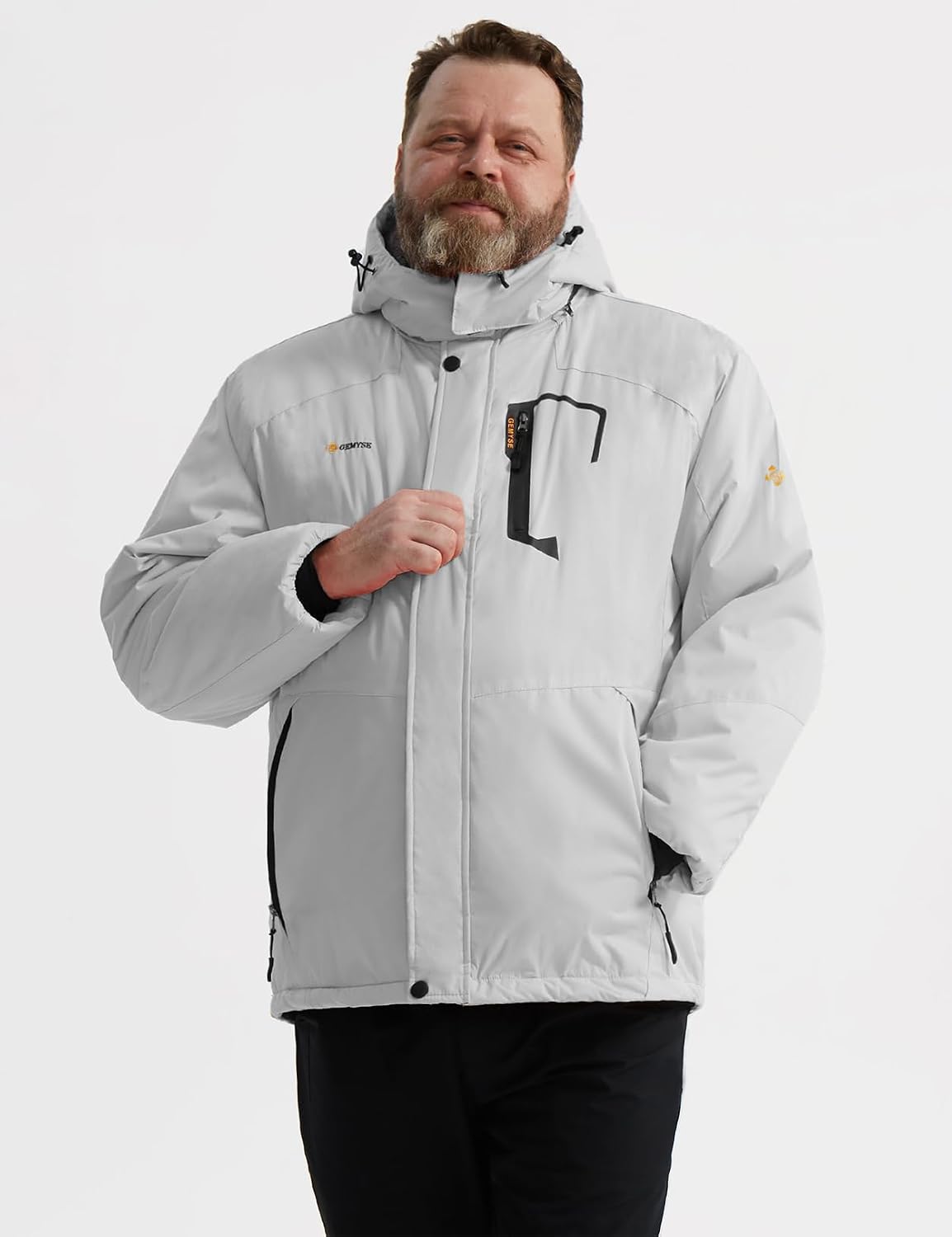 Men'S Waterproof Ski Jacket Winter Snow Coat with Detachable Hood | Windproof, Fleece-Lined, Warm, Multiple Pockets, for Snowboarding and Cold Weather, Rain Jacket