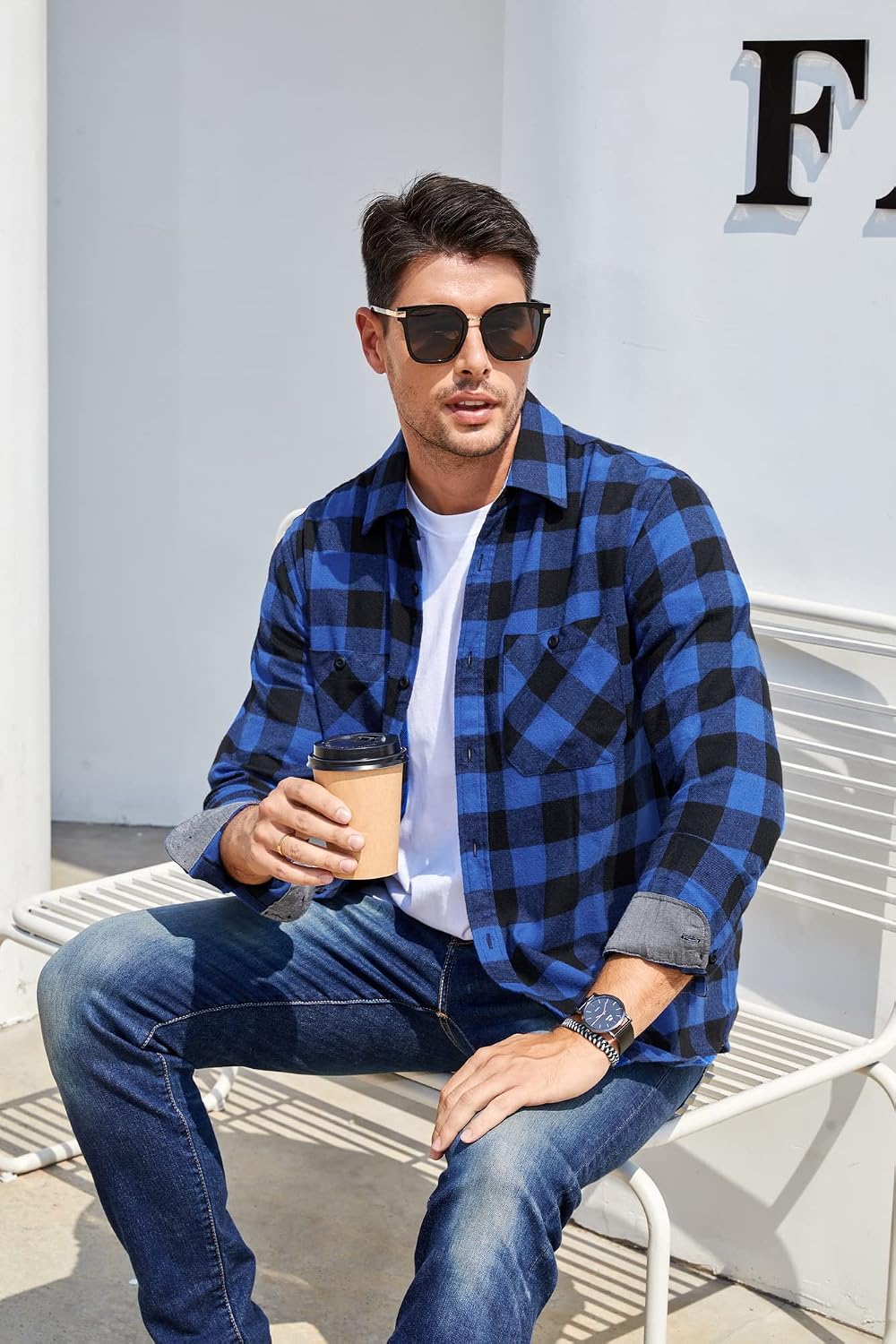 Mens Button down Regular Fit Long Sleeve Casual Flannel Shirts | Soft Washed Cotton Blend,Dual Buttoned Storage Pockets,Multi-Season Wear,Washable,Nice Present for Male Relatives