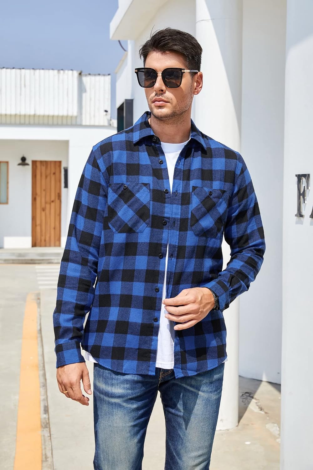 Mens Button down Regular Fit Long Sleeve Casual Flannel Shirts | Soft Washed Cotton Blend,Dual Buttoned Storage Pockets,Multi-Season Wear,Washable,Nice Present for Male Relatives