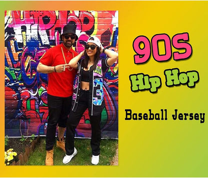 Unisex Bel Air Button down Baseball Jersey, 90S Hip Hop Party Shirt | Breathable Polyester,Classic Short Sleeve Button Down, Loose Men Women Fit, Casual Daily and Hip-Hop Street Styling.