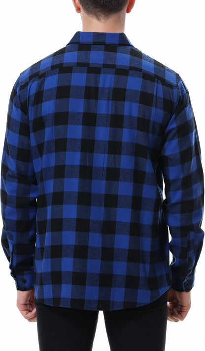 Mens Button down Regular Fit Long Sleeve Casual Flannel Shirts | Soft Washed Cotton Blend,Dual Buttoned Storage Pockets,Multi-Season Wear,Washable,Nice Present for Male Relatives