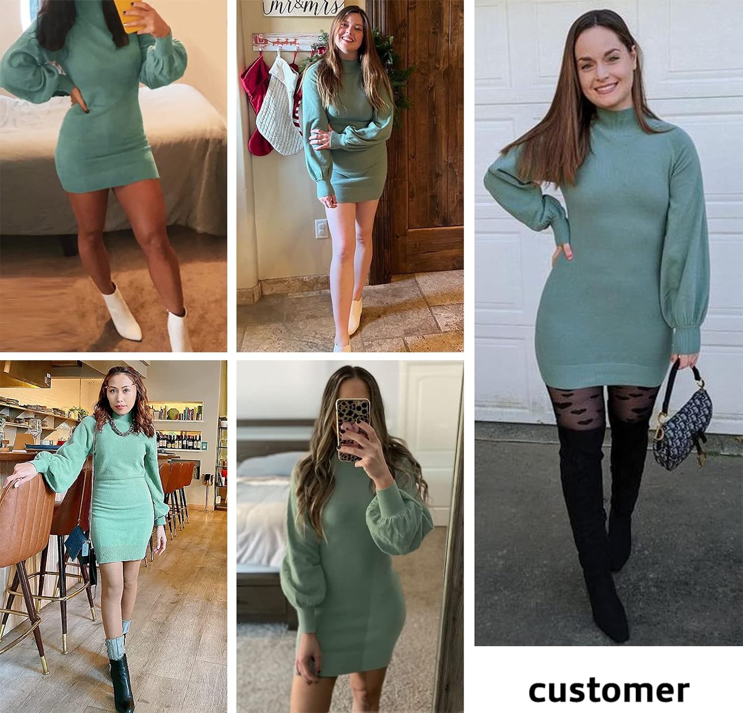 Women Fall Long Sleeve Sweater Dresses Winter Bodycon Mini Dress | Mock Neck, Ribbed Knit, Pullover, Warm Soft Fabric, Sexy, Cute, Vacation, Daily, Going Out, Holiday Party, Date, Night Club