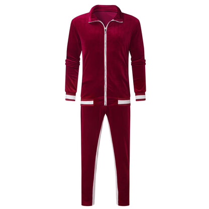 Velour Tracksuit Mens,2023 Men'S Velour Tracksuit 2 Pieces Winter Warm Full Zip up Jacket Sweatpants Fitness Sportswear Sweatsuit Jogger Sets