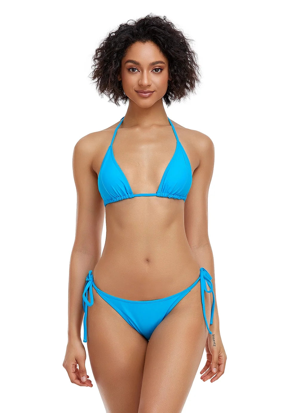 Women'S Bikini Swimsuit Triangle Top Side Tie Bottom Bikini Swimwear, Pink