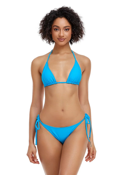 Women'S Bikini Swimsuit Triangle Top Side Tie Bottom Bikini Swimwear, Pink