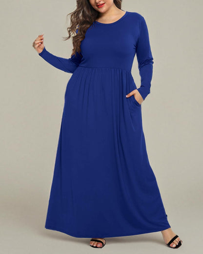 Women'S plus Size Maxi Dresses for Curvy Women Long Sleeve Casual Dress
