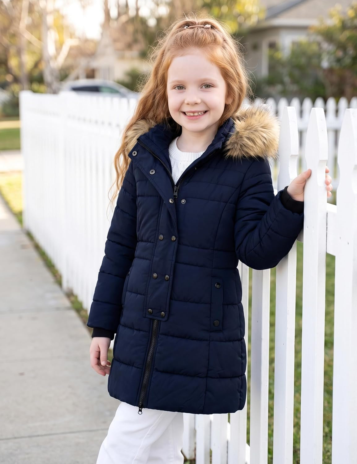 Girls' Long Winter Coat Waterproof Warm Puffer Jacket Hooded Parka | 5000Mm Waterproof, Hood with Removable Faux Fur, Machine Washable, Windproof, for Daily, Snow, School, Outdoor